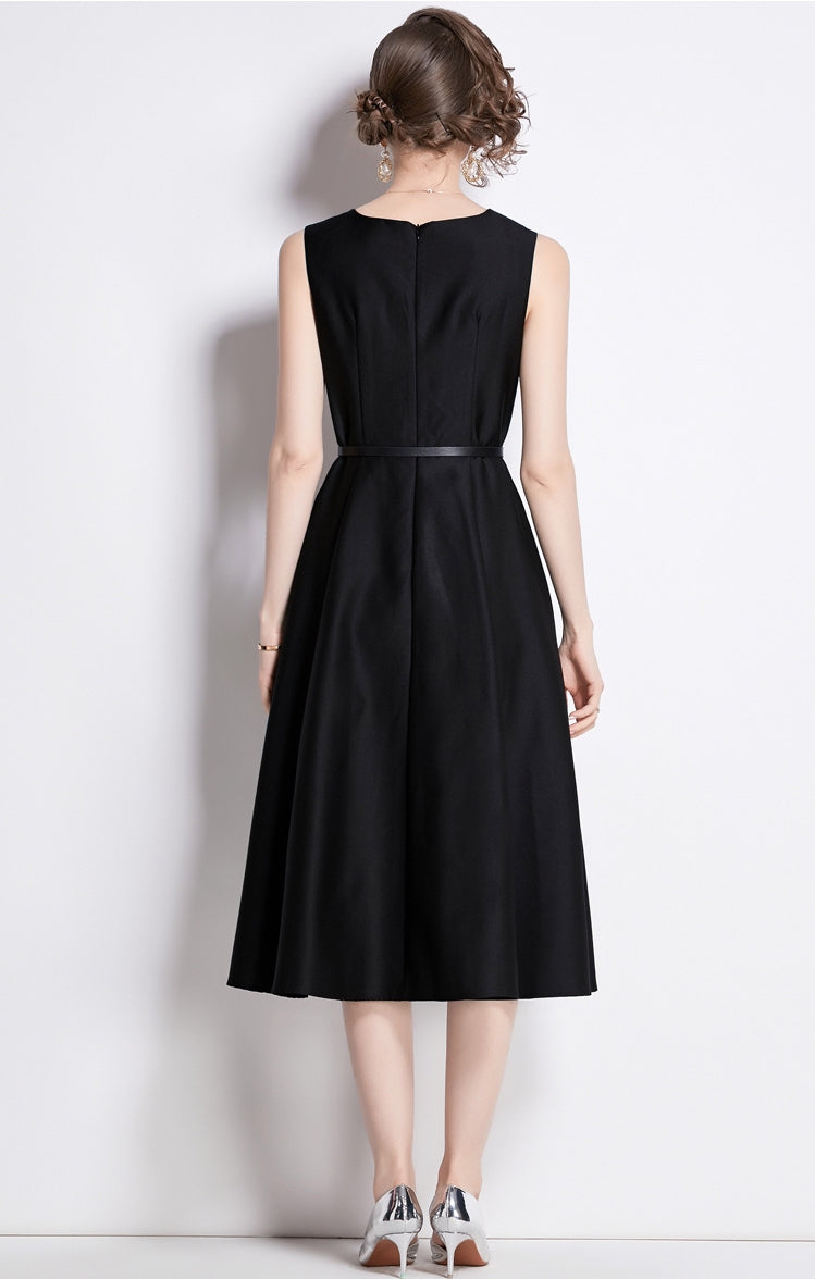 Classic Black A-Line Midi Dress