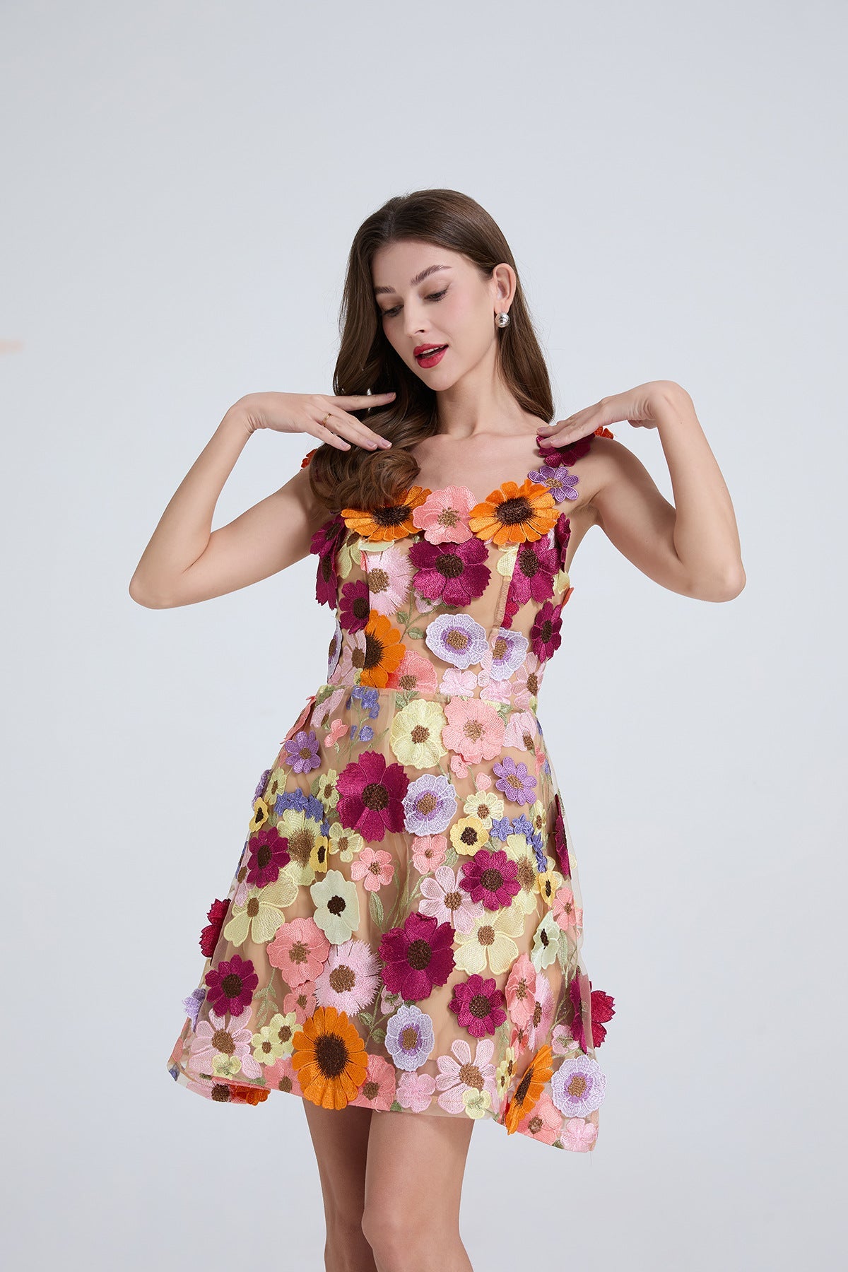 Floral Embroidered A-Line Dress