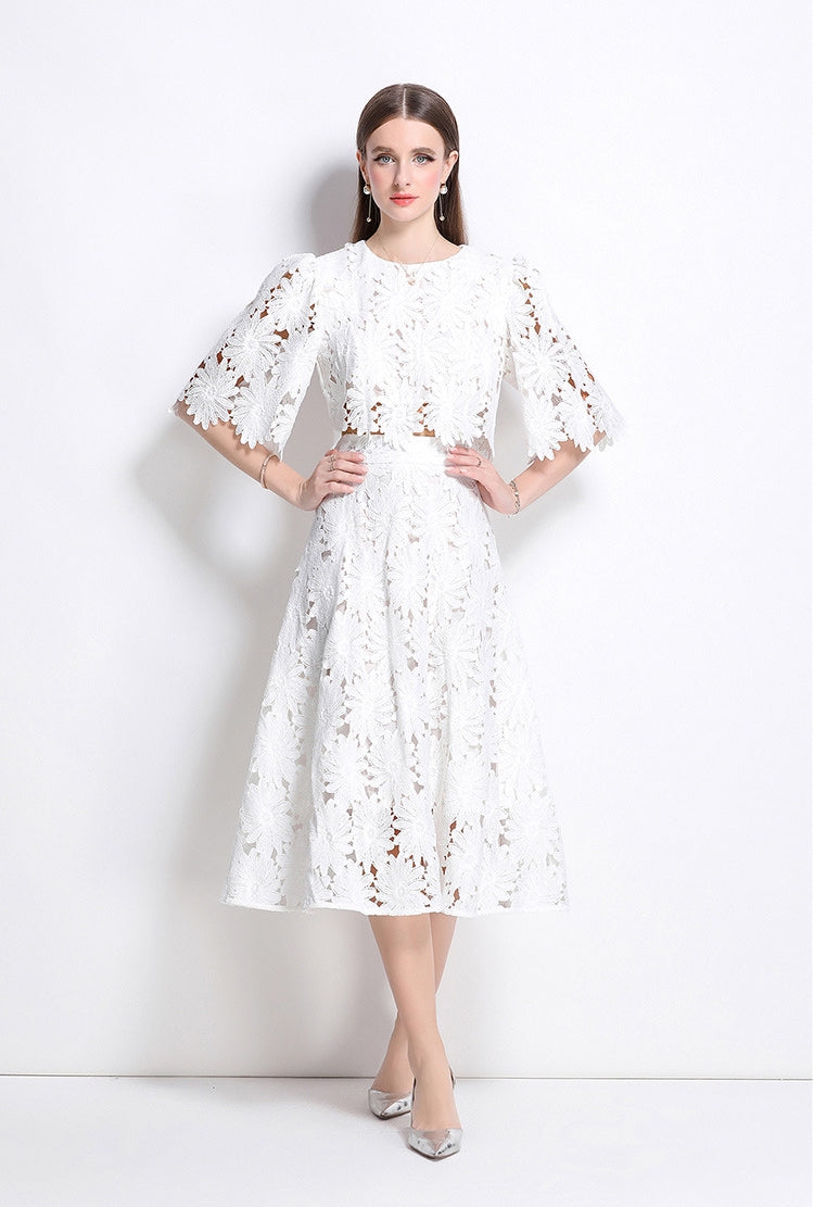 Floral Lace Two-Piece Midi Set -906455894976_WHITE