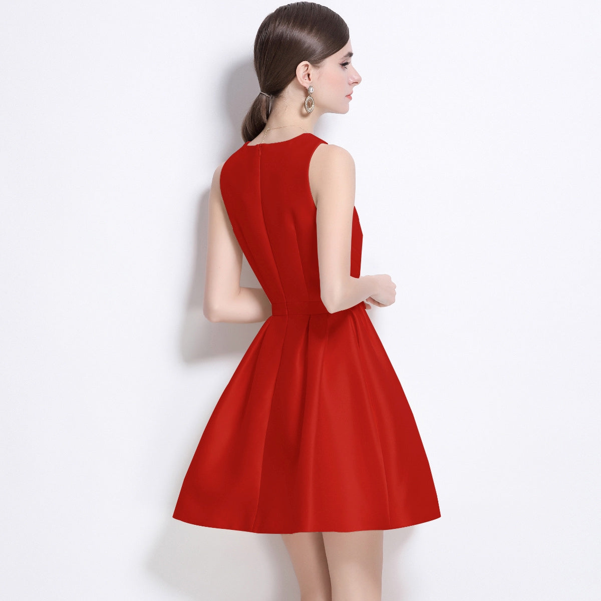 Chic Red Bow Detail Mini Dress