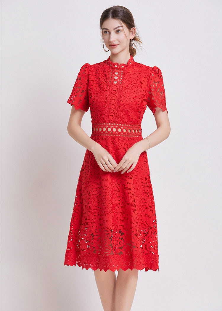 Scarlet Lace Midi Dress
