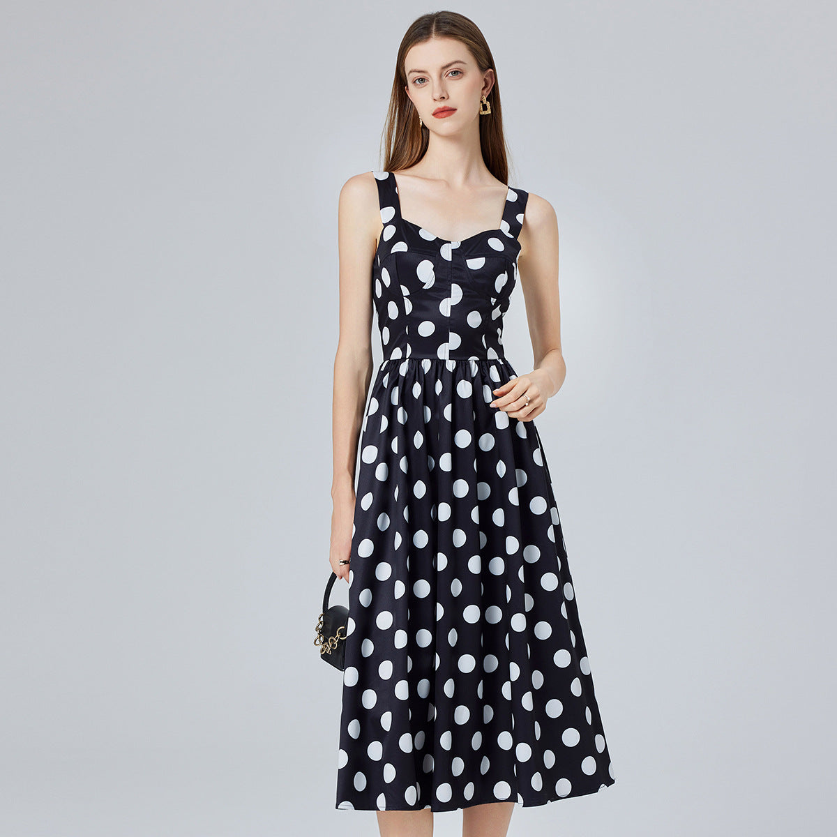 Vintage Polka Dot Midi Dress