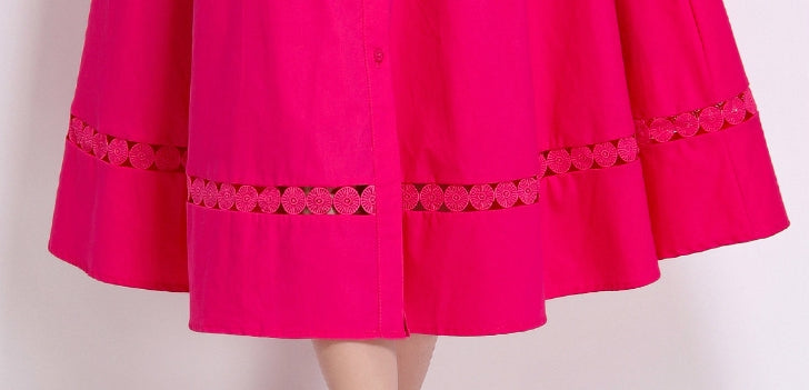 Fuchsia Flair Belted Shirt Dress