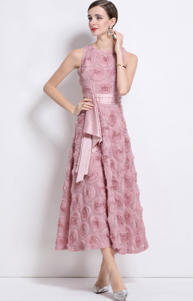 Rosette Blush Cascade Dress