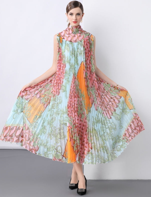 Garden Symphony Pleated Maxi Dress