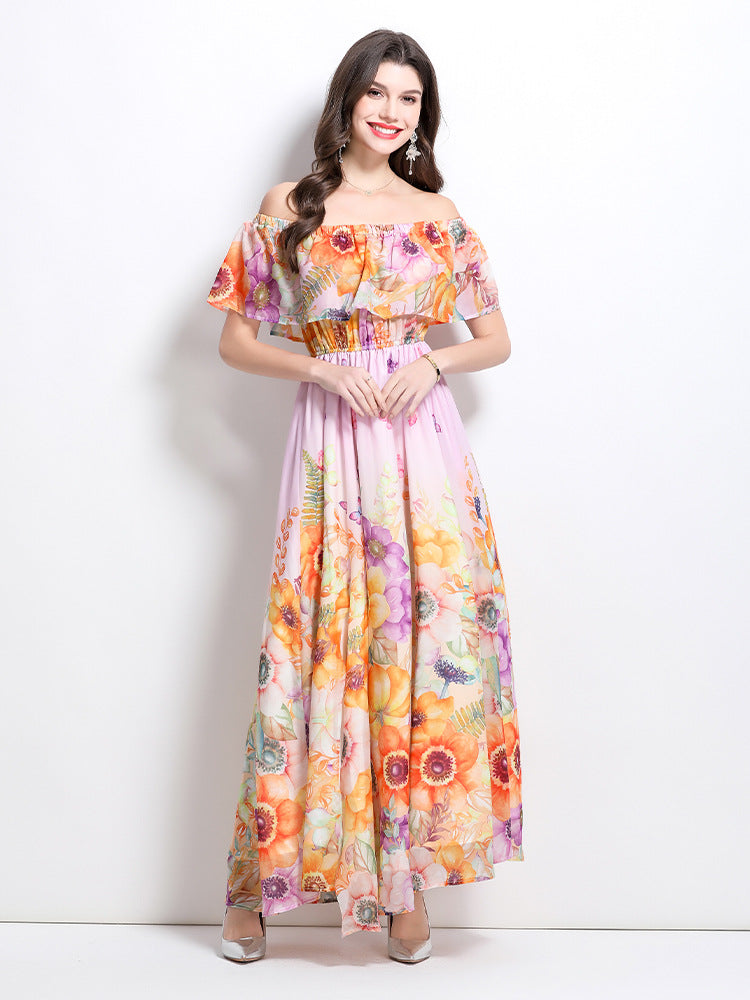 Boho Off-Shoulder Floral Maxi Dress
