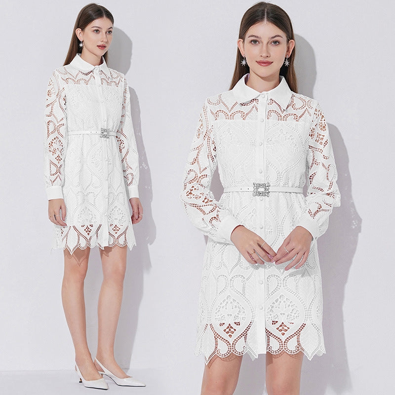 Pristine Eyelet Shirt Dress - 901761933519_WHITE