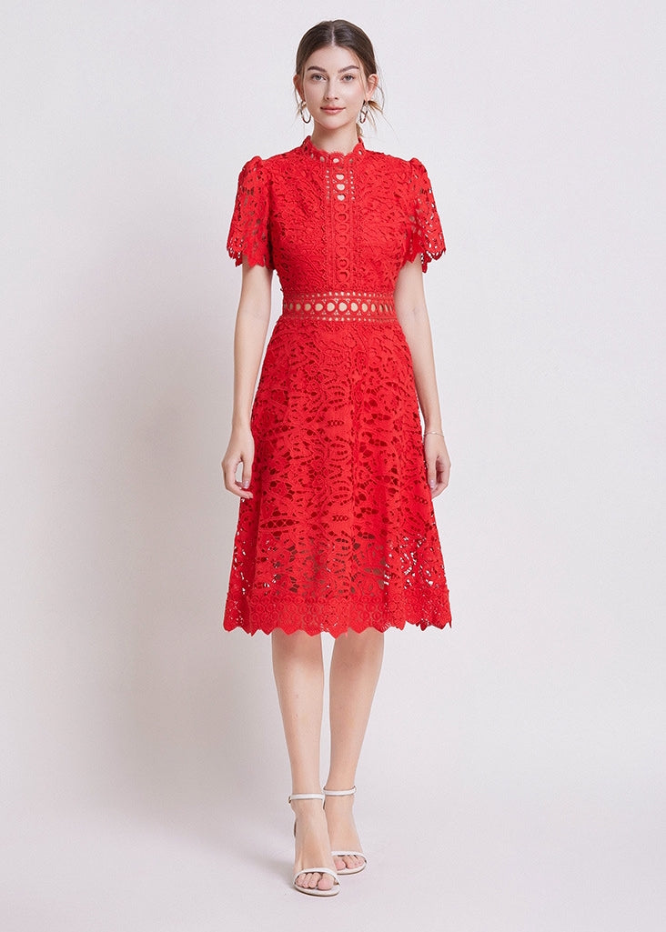 Scarlet Lace Midi Dress