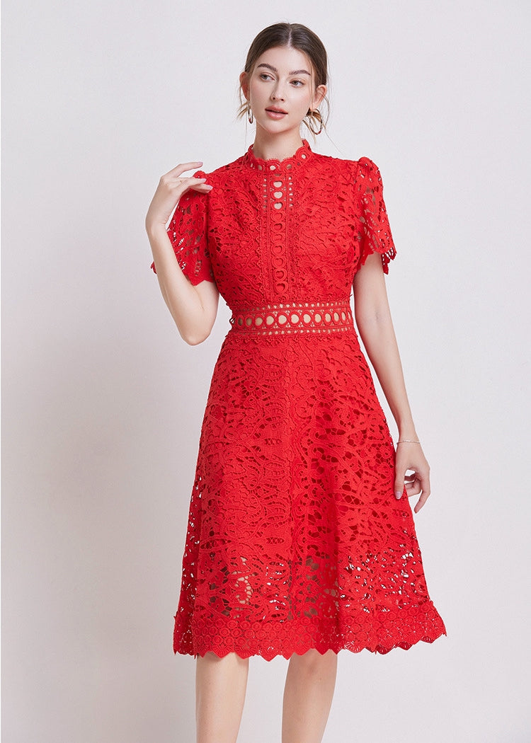 Scarlet Lace Midi Dress