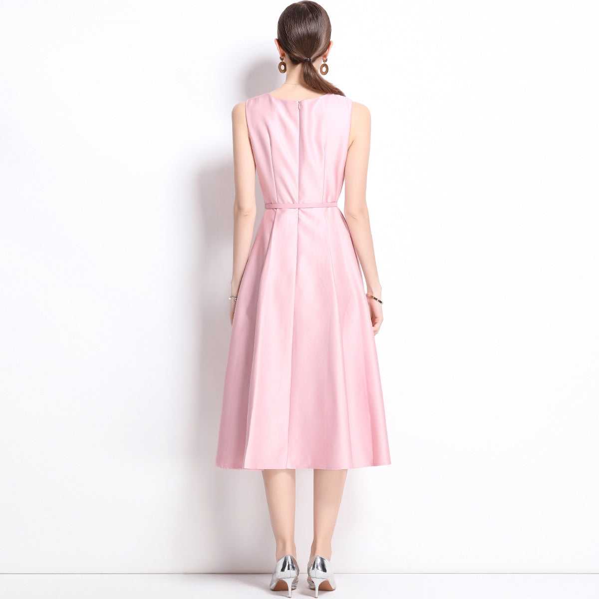 Graceful Pink A-Line Midi Dress