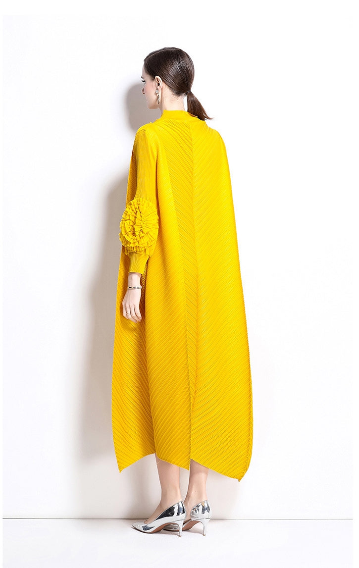 Radiant Yellow Floral Appliqué Dress