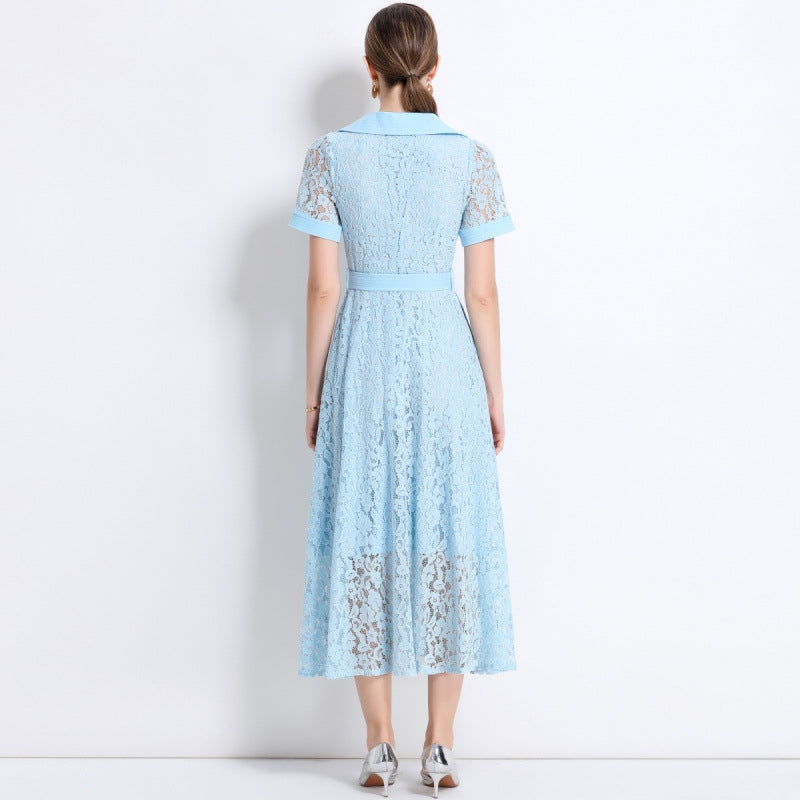 Sky Blue Lace Utility Midi Dress