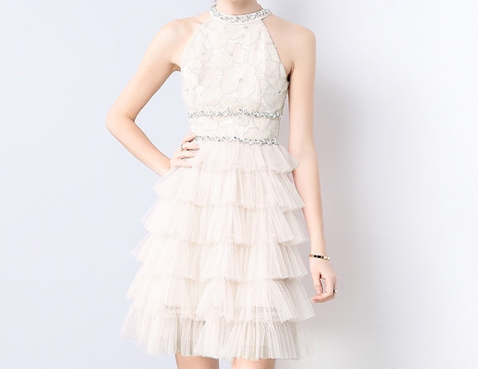 Ivory Elegance Tiered Tulle Dress