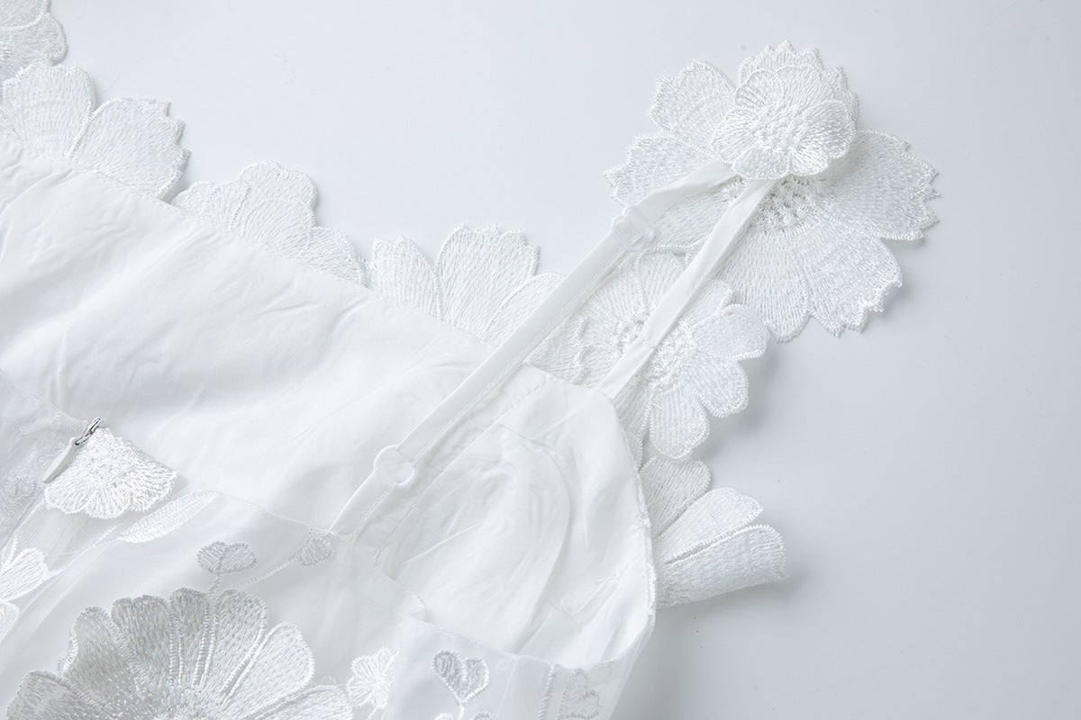 White 3D Floral Lace Dress