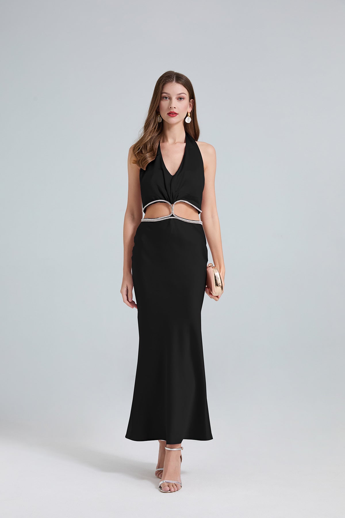 Halter Cutout Maxi Dress – Black