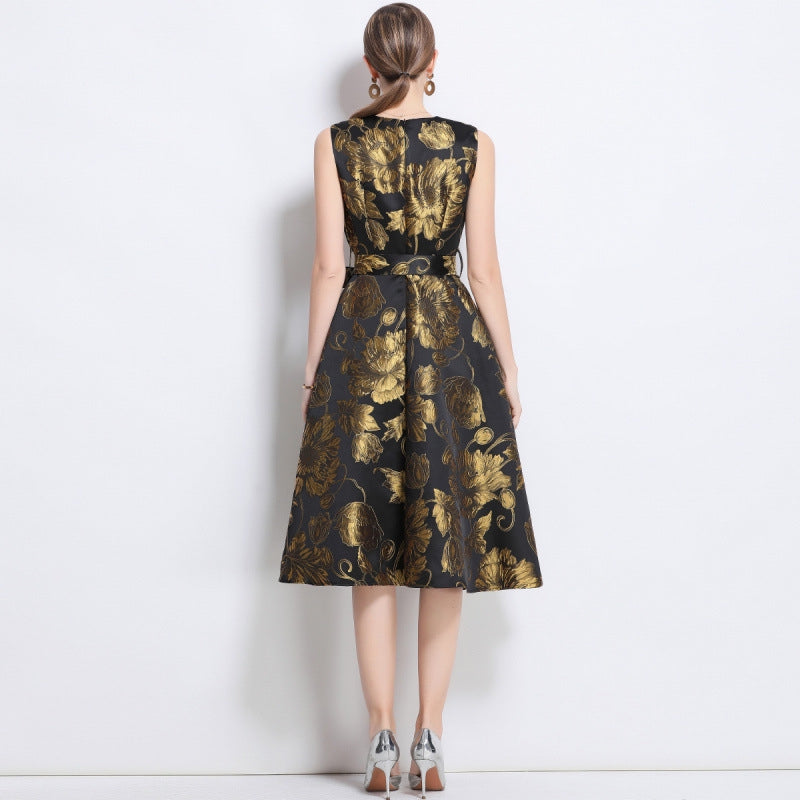 Gilded Bloom Cocktail Dress - 904078506401_GOLD