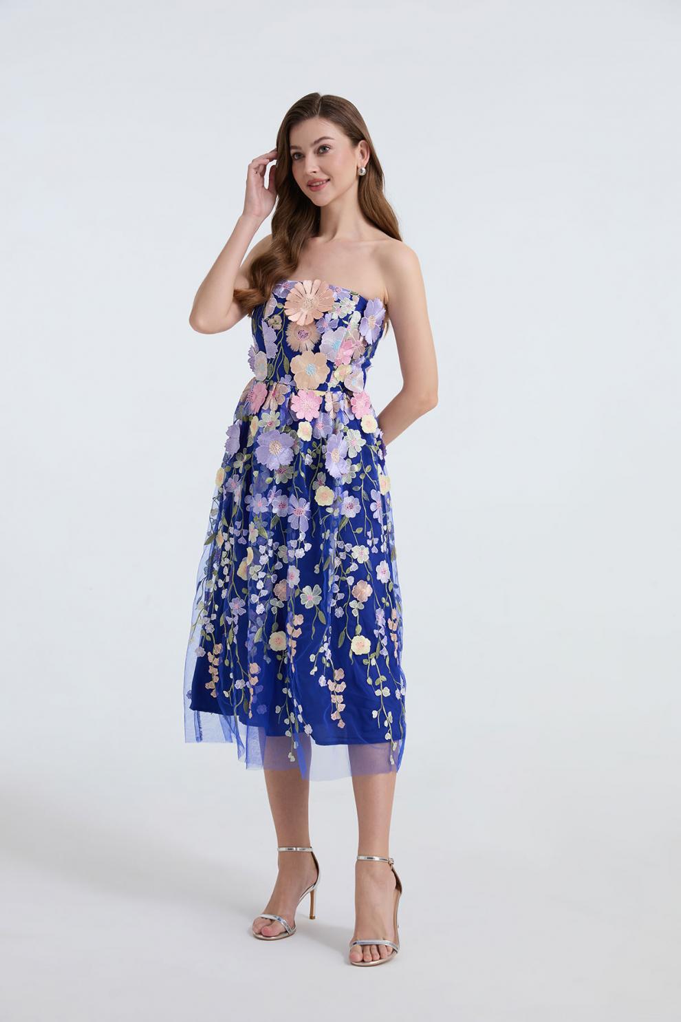 Enchanted Garden Strapless Tulle Dress - 912071976607_BLUE