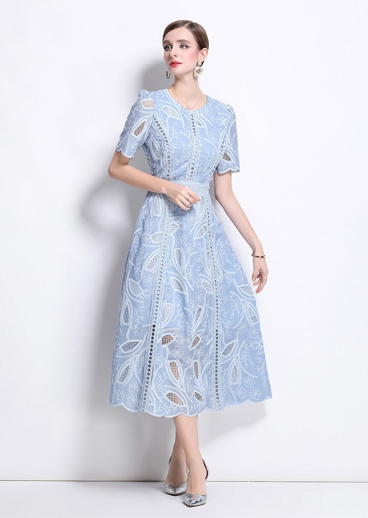 Bluebell Elegance Embroidered Midi Dress