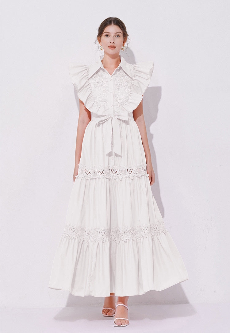 Grace Ruffle Embroidered Maxi Dress