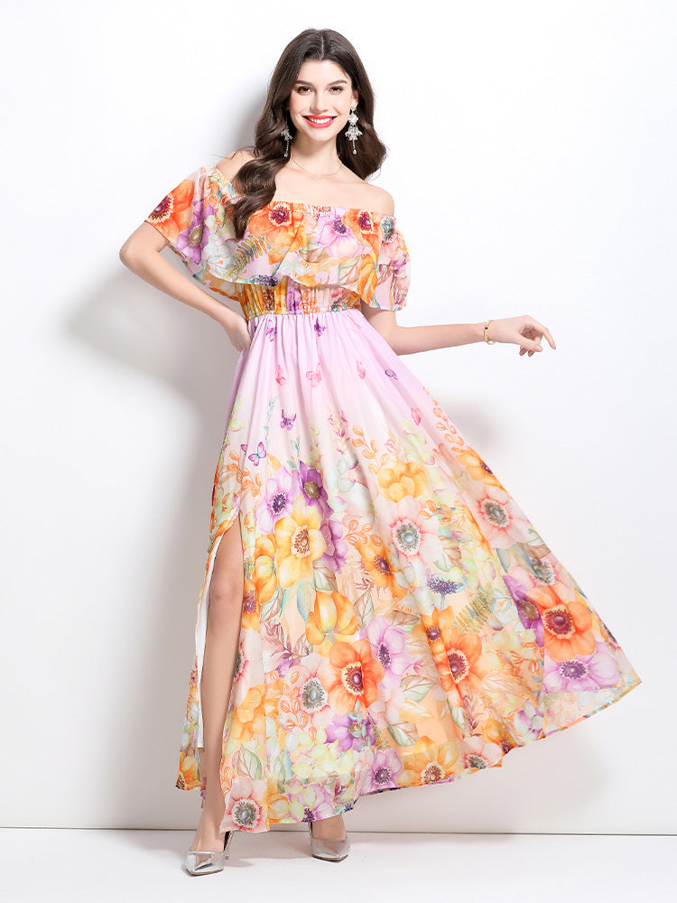 Boho Off-Shoulder Floral Maxi Dress