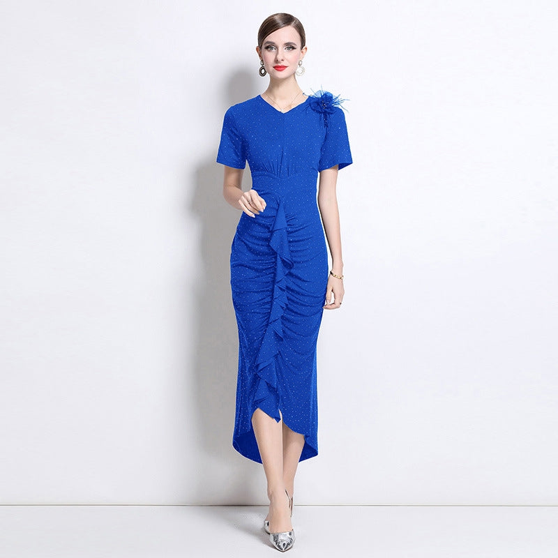 Blue Embellished Bodycon Dress