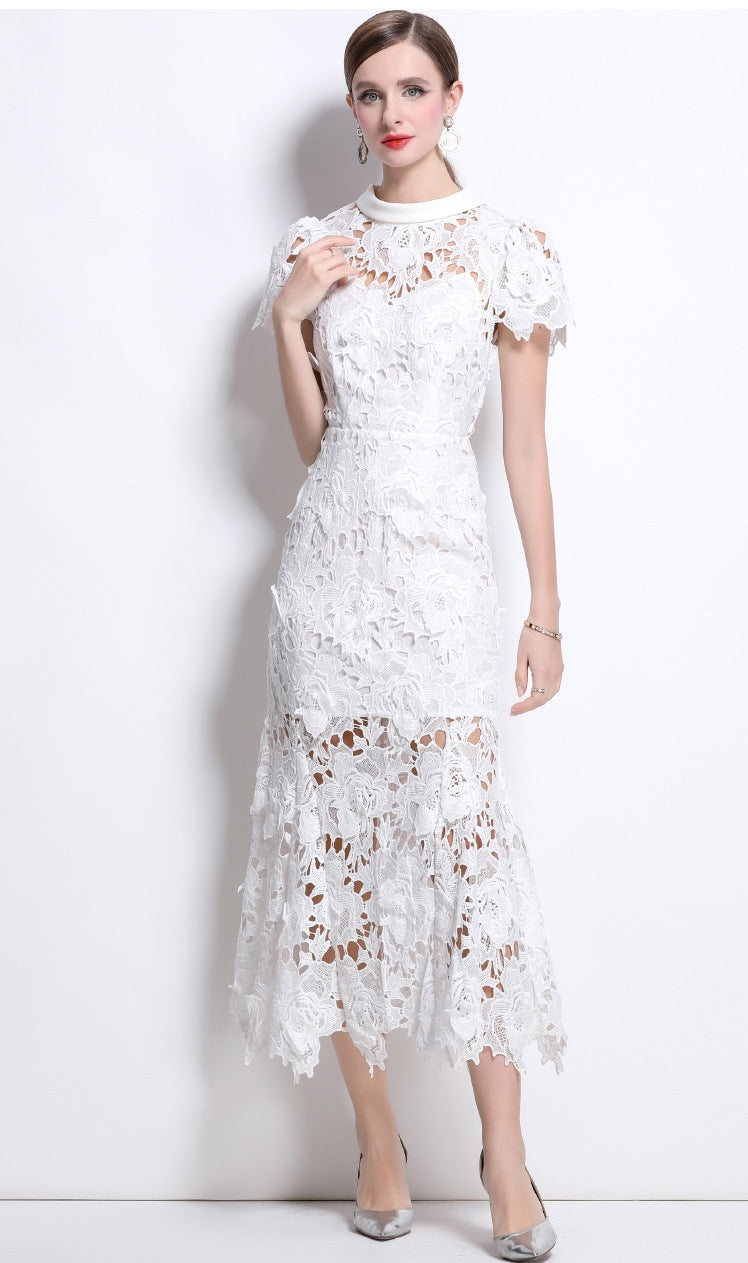 Isla Bloom Lace Midi Dress - 906047289043_WHITE