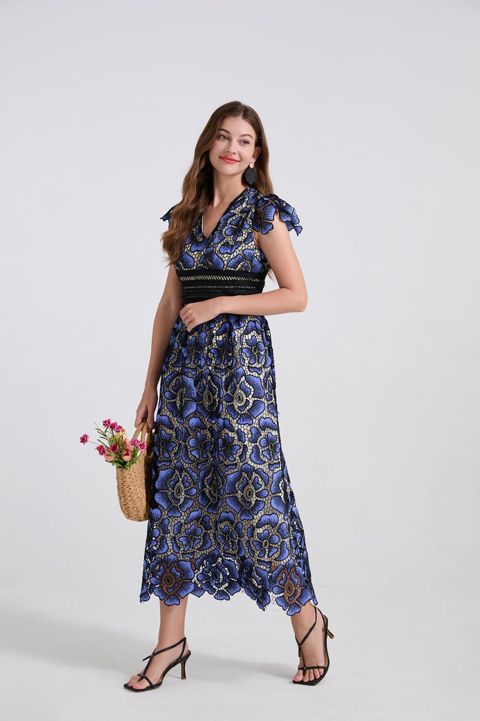 Sapphire Bloom Maxi Dress - 915238273958_BLUE