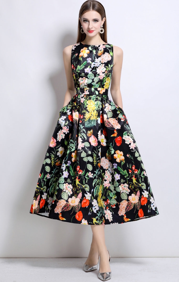 Midnight Garden Floral Midi Dress