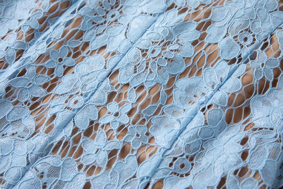 Serene Azure Lace Midi - 915910428490_BLUE