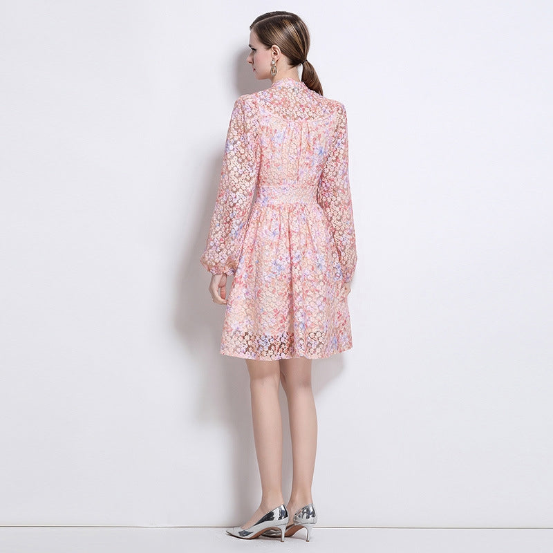 Blossom Lace A-Line Dress- 920435056806_PINK