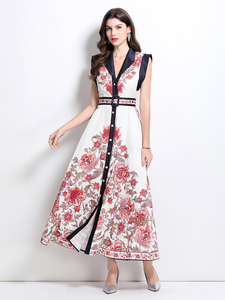 Elegant Floral Button-Down Maxi Dress
