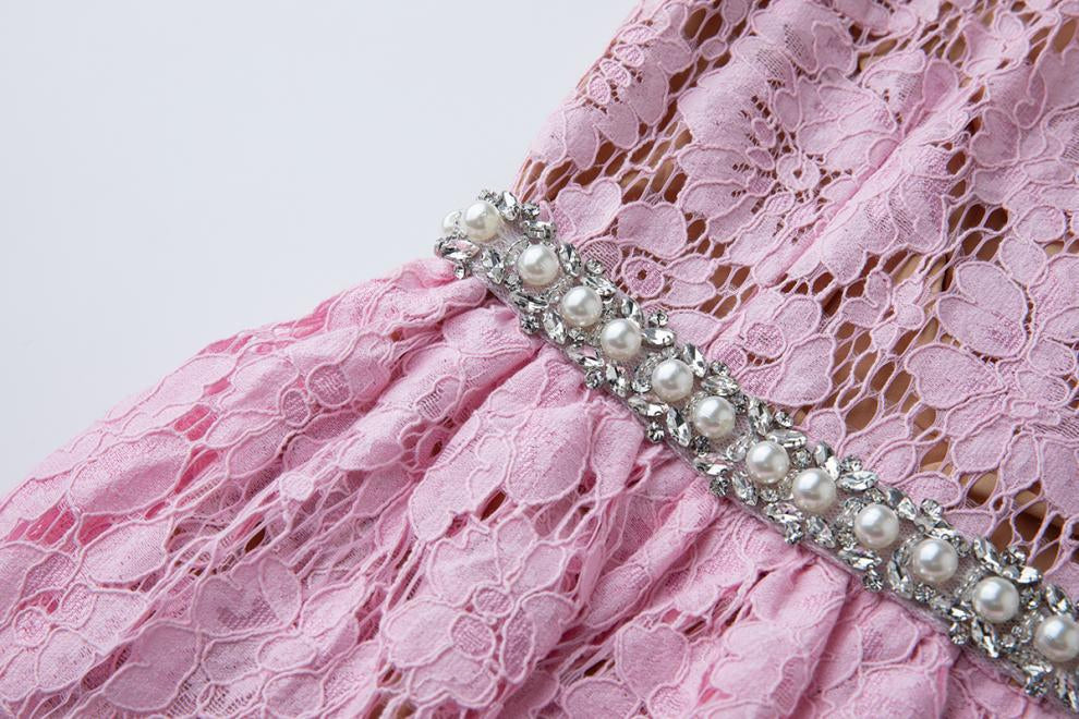 Blush Belle Embellished Lace Maxi Dress