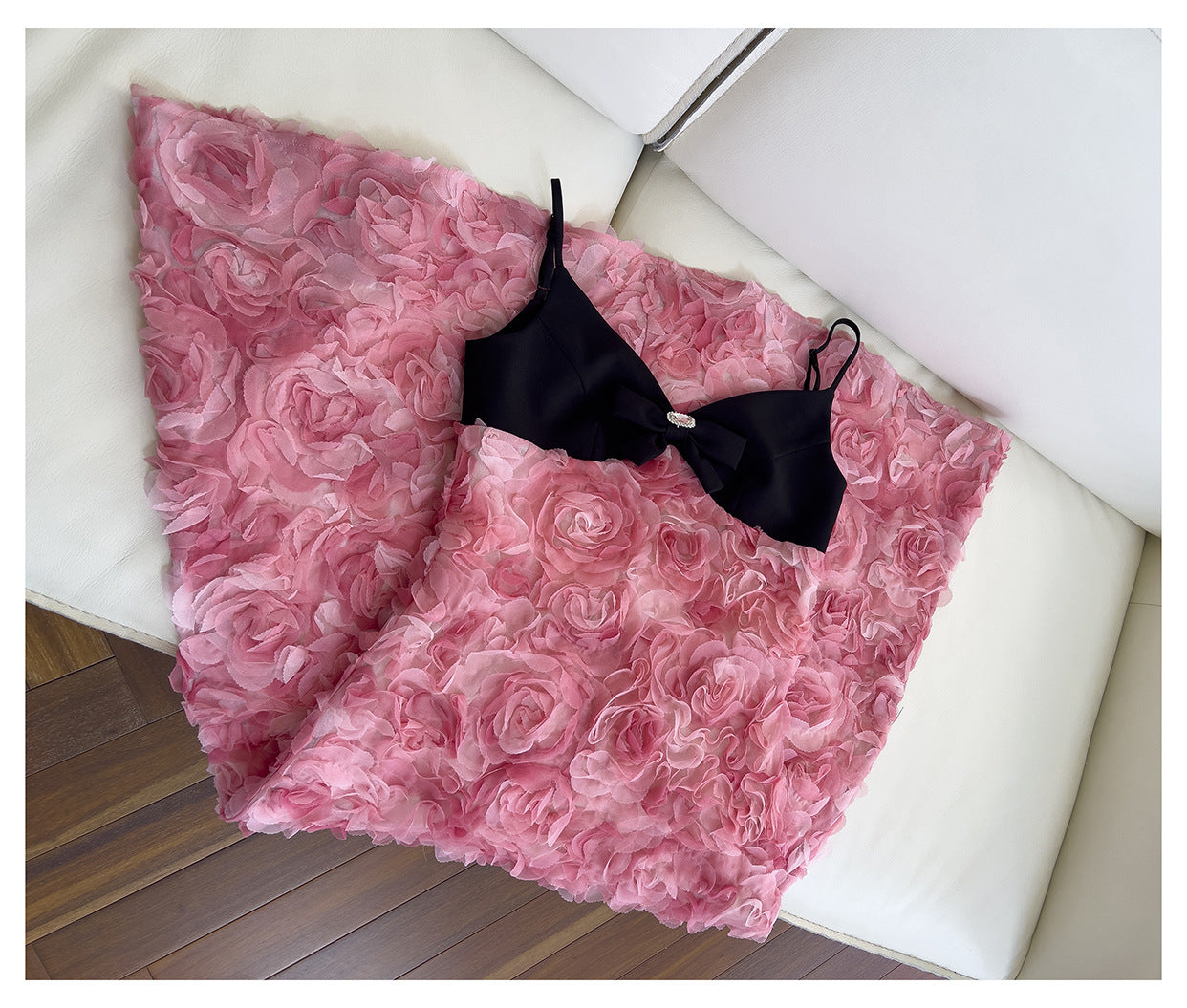 Elegant 3D Floral Midi Dress