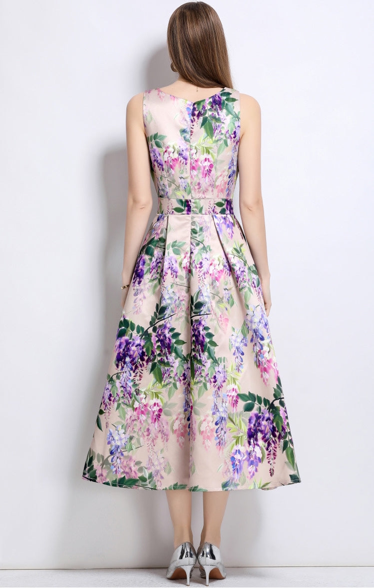 Lavender Cascade Floral Dress