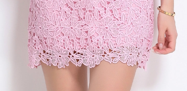 Blush Bloom Sleeveless Crochet Lace Dress