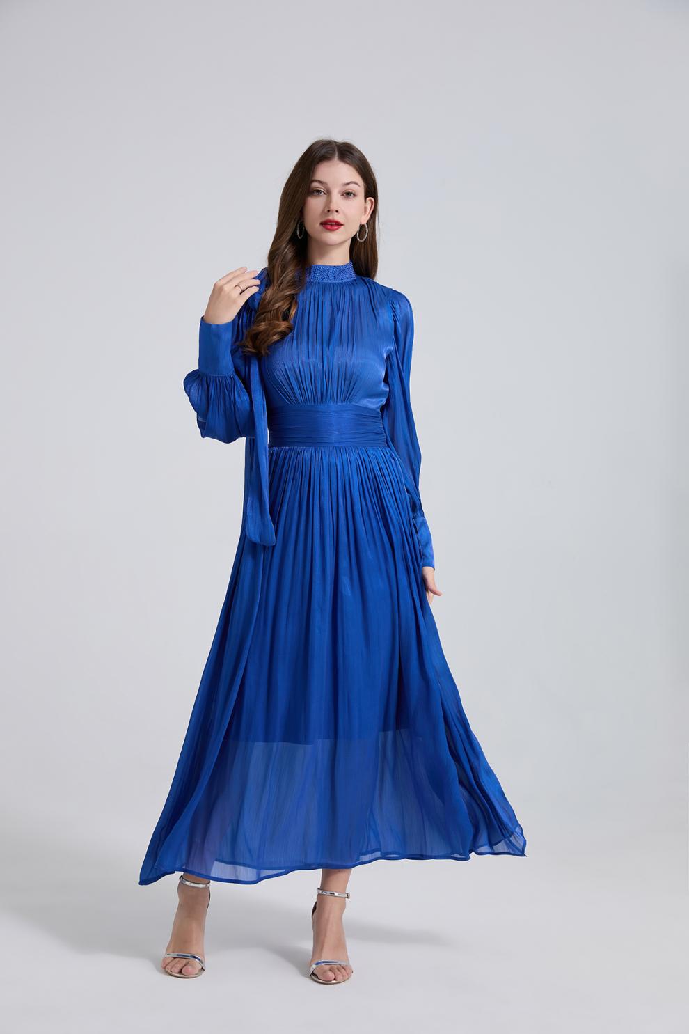 Royal Radiance Pleated Satin Dressy - 905557854806_BLUE