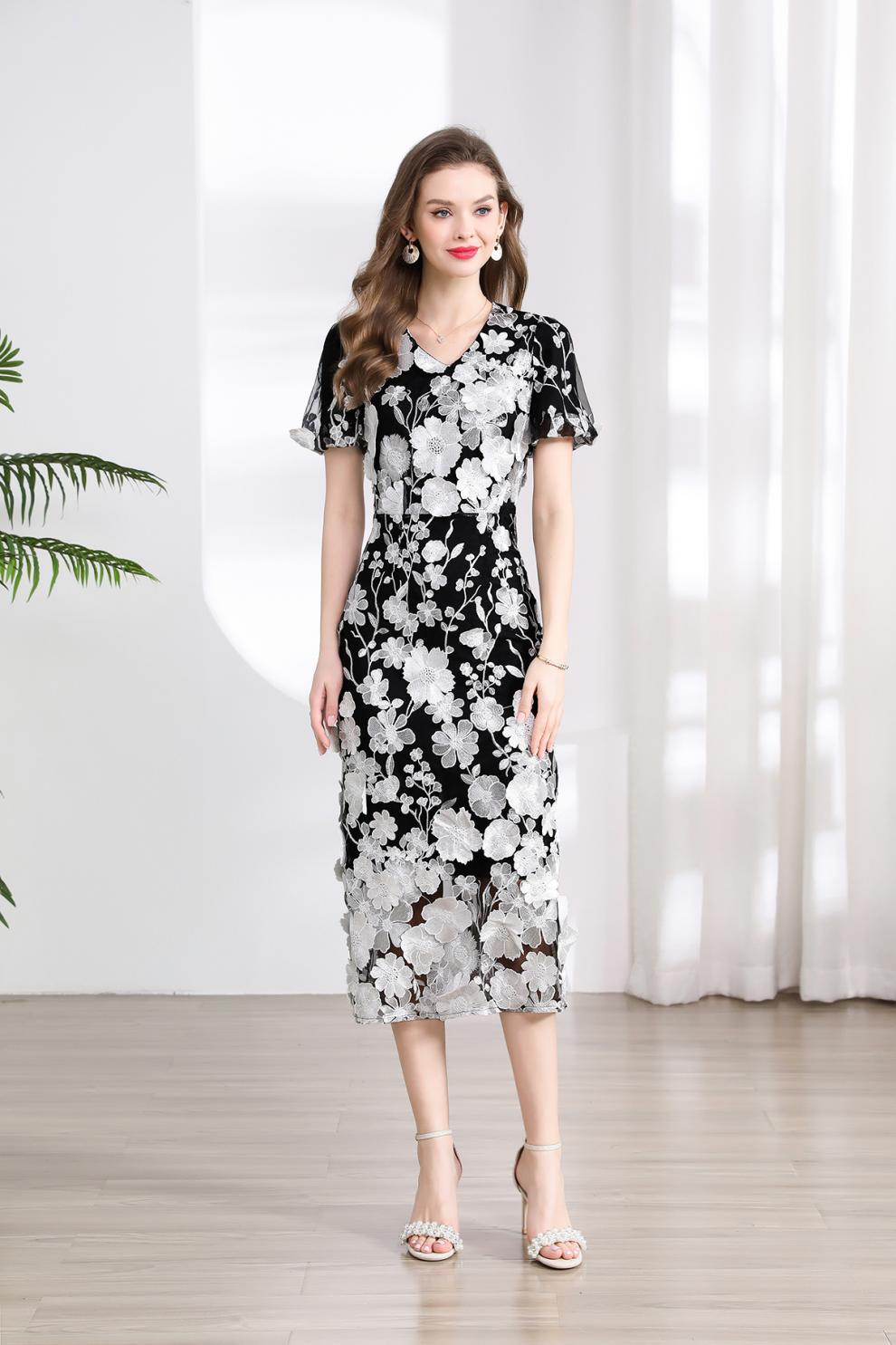 Midnight Bloom Midi Dress