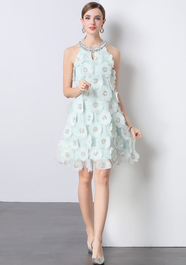 Blossom Charm Sleeveless A-Line Dress