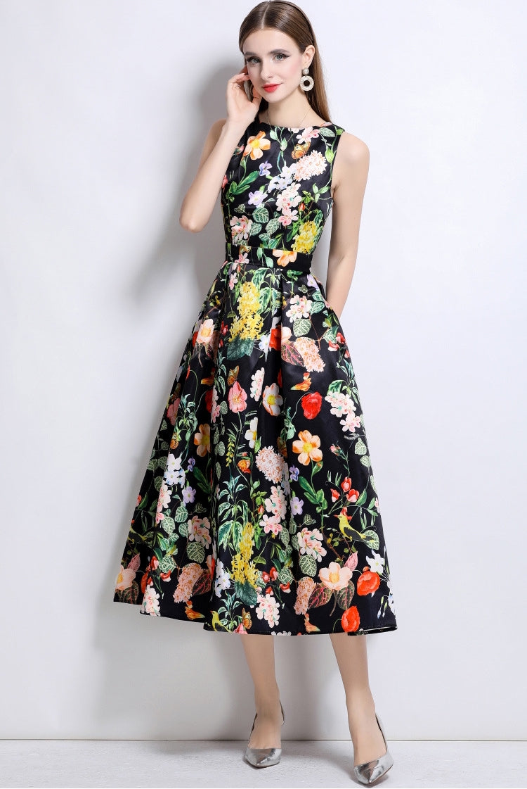 Midnight Garden Floral Midi Dress