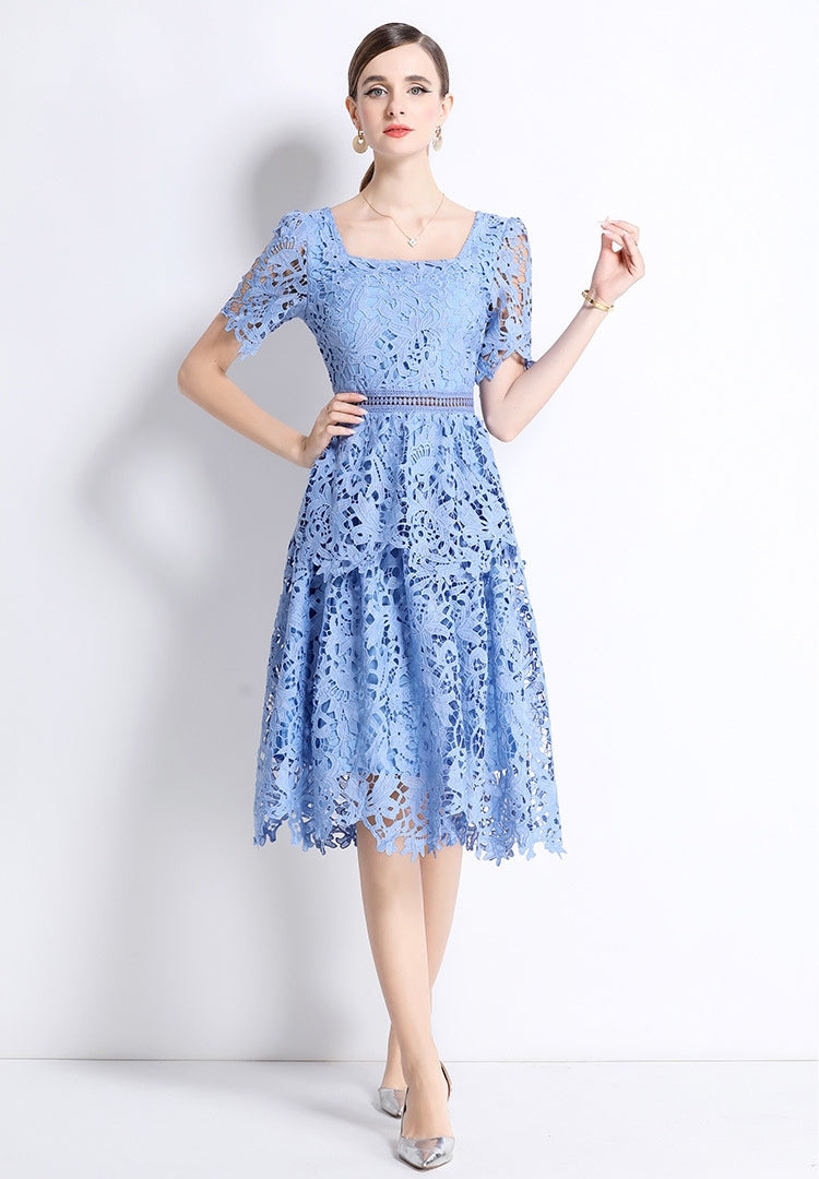 Serene Sky Lace Midi Dress