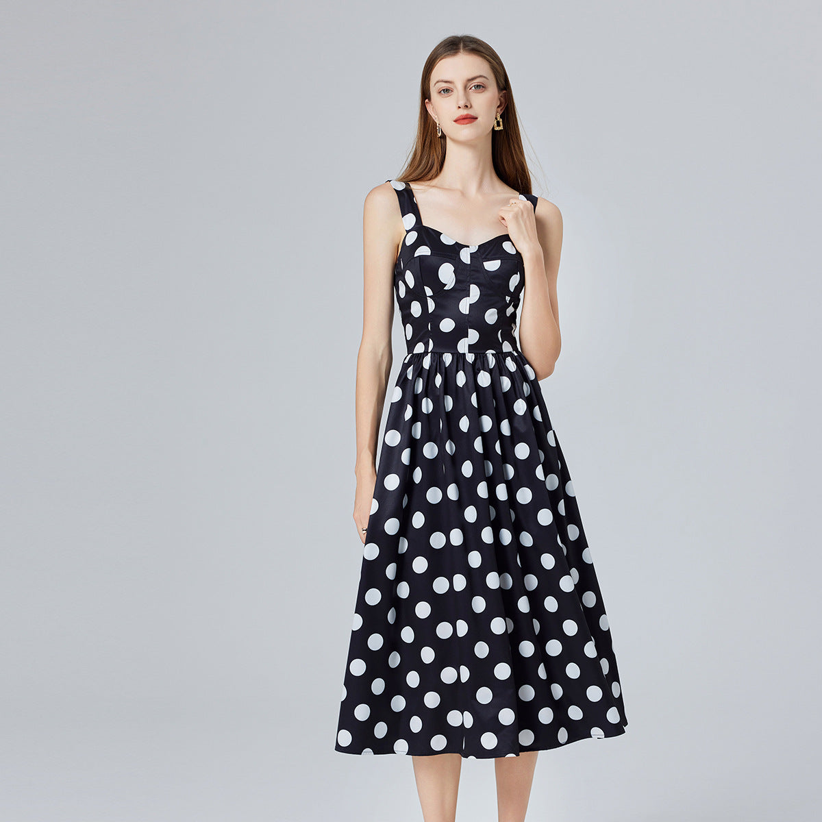Vintage Polka Dot Midi Dress