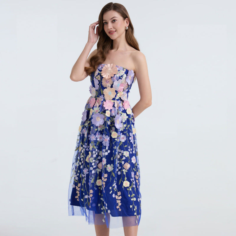 Enchanted Garden Strapless Floral Dress - 903101210253_BLUE