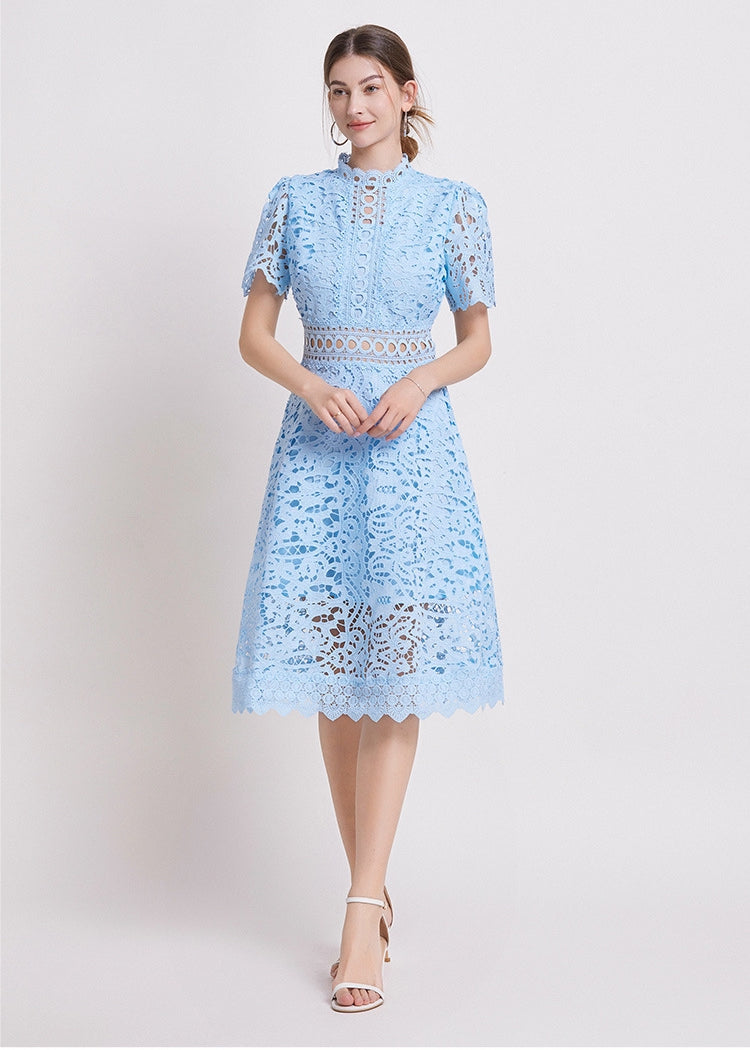 Sky Blue Lace Midi Dress