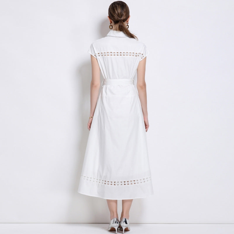 Grace Embroidered Belted Shirt Dress