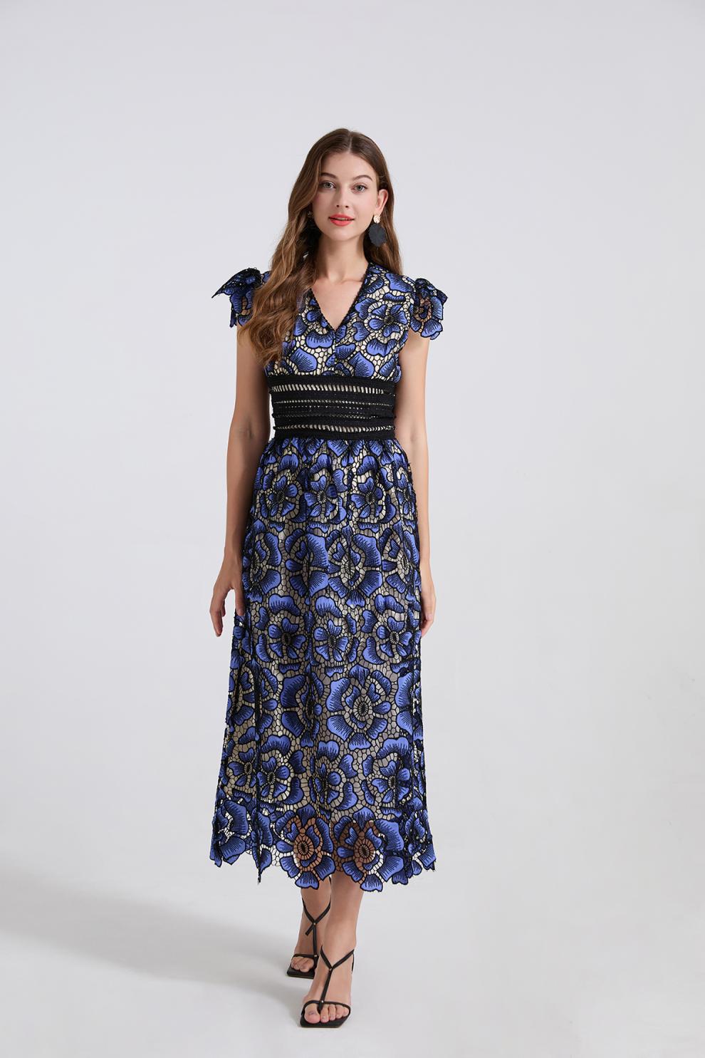 Sapphire Bloom Maxi Dress - 915238273958_BLUE