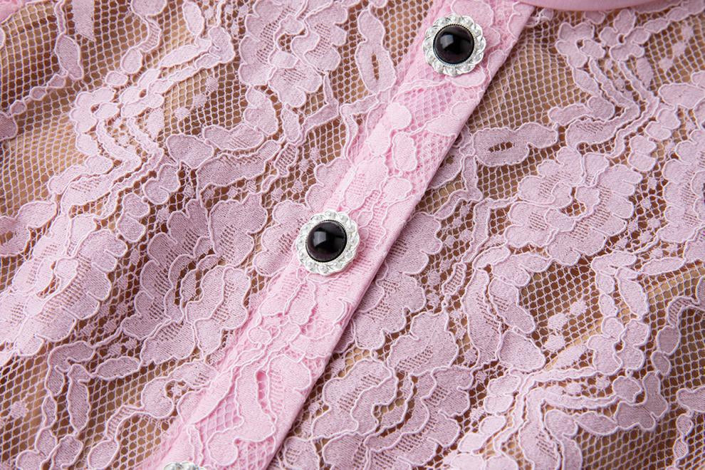 Blush Charm Lace Belted Dress