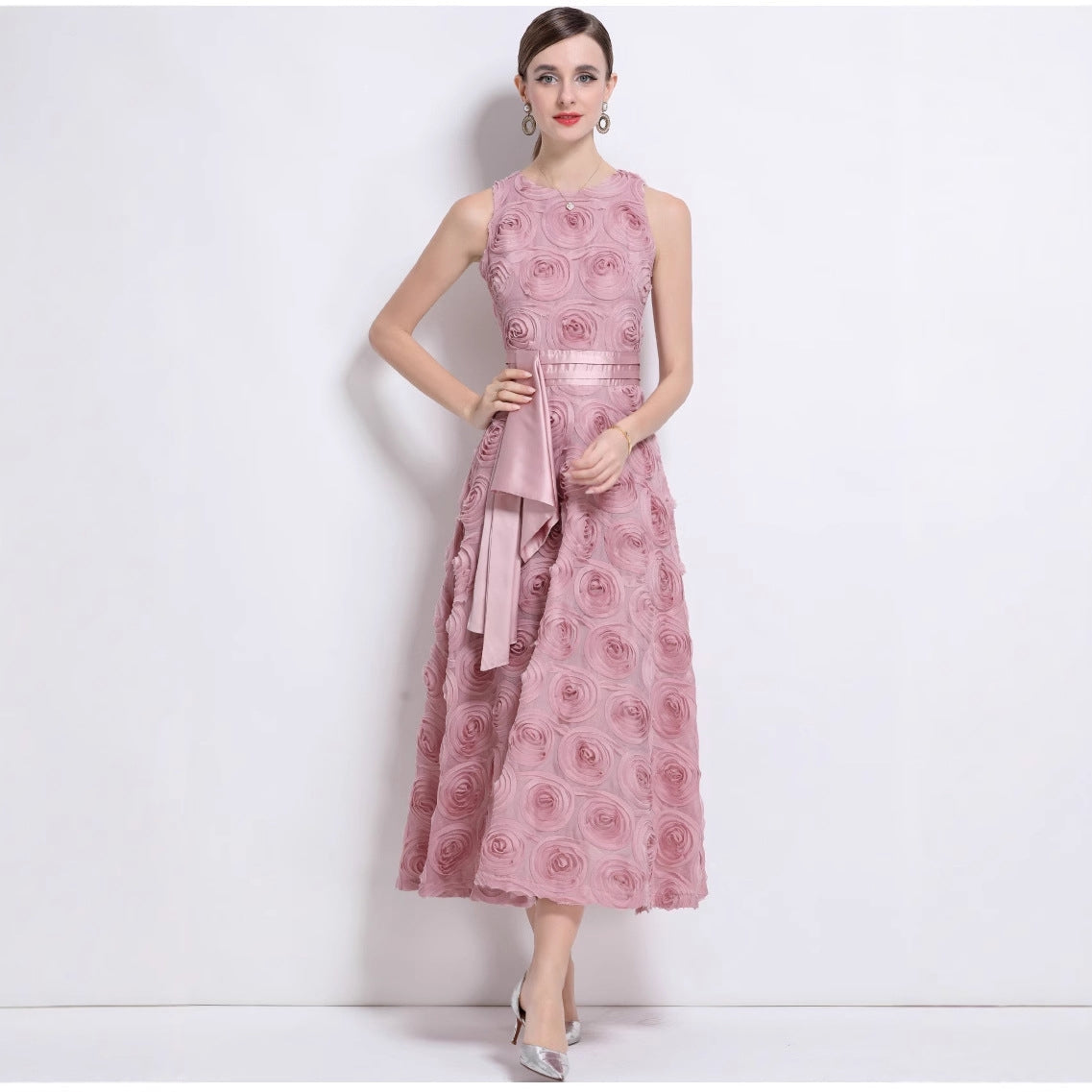 Rosette Blush Cascade Dress