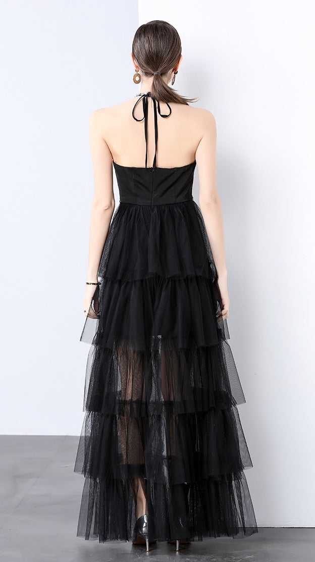 Midnight Ruffle High-Low Gown