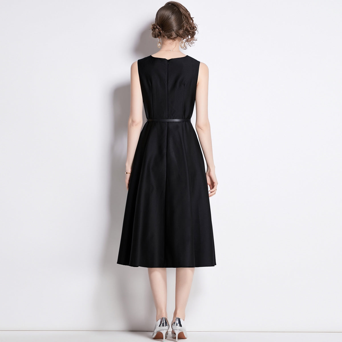 Classic Black A-Line Midi Dress