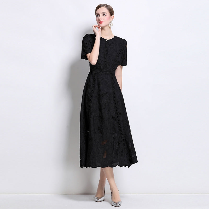 Midnight Grace Embroidered Midi Dress